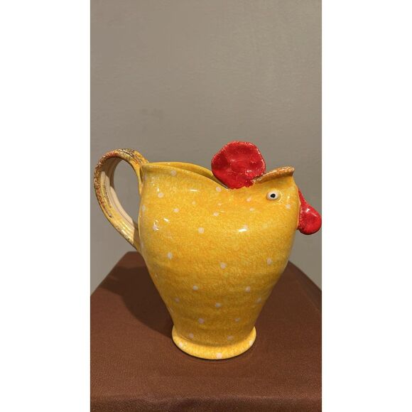 Yellow Rooster Country Pitcher Vietri  Made In Italy - Picture 1 of 8